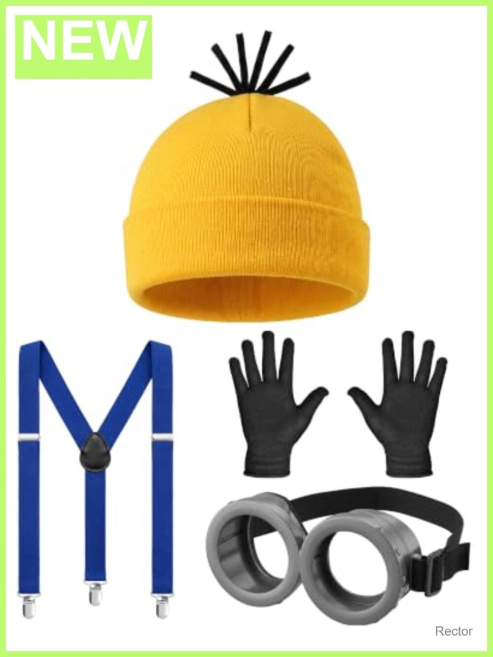 Steampunk Goggle Beanie Suspenders Gloves Set Halloween Costume